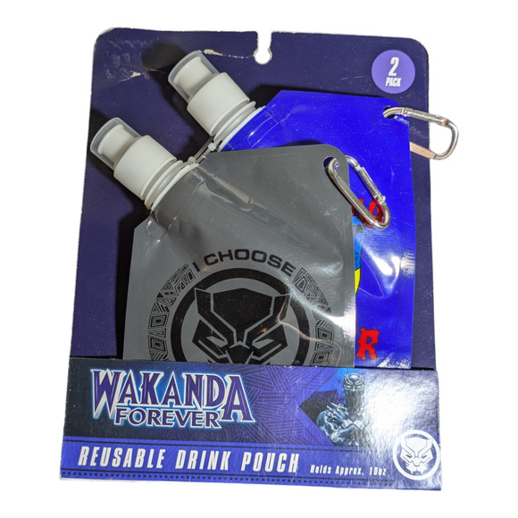 Marvel - Wakanda Forever - Reusable Drink Pouches For Kids And Lunch Boxes NEW - Picture 2 of 6